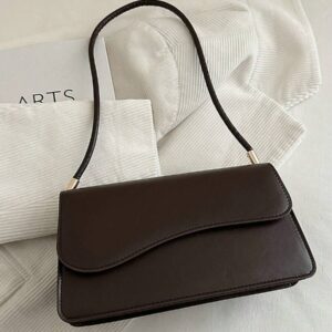 bolso de dama de cuero café elegante tipo shoulder bag casual